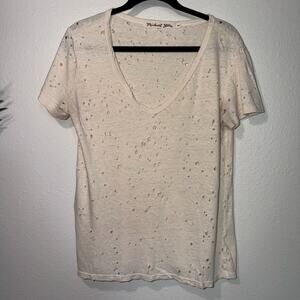 Michael Stars Distressed Hemp-Cotton Blend V-Neck Tee
